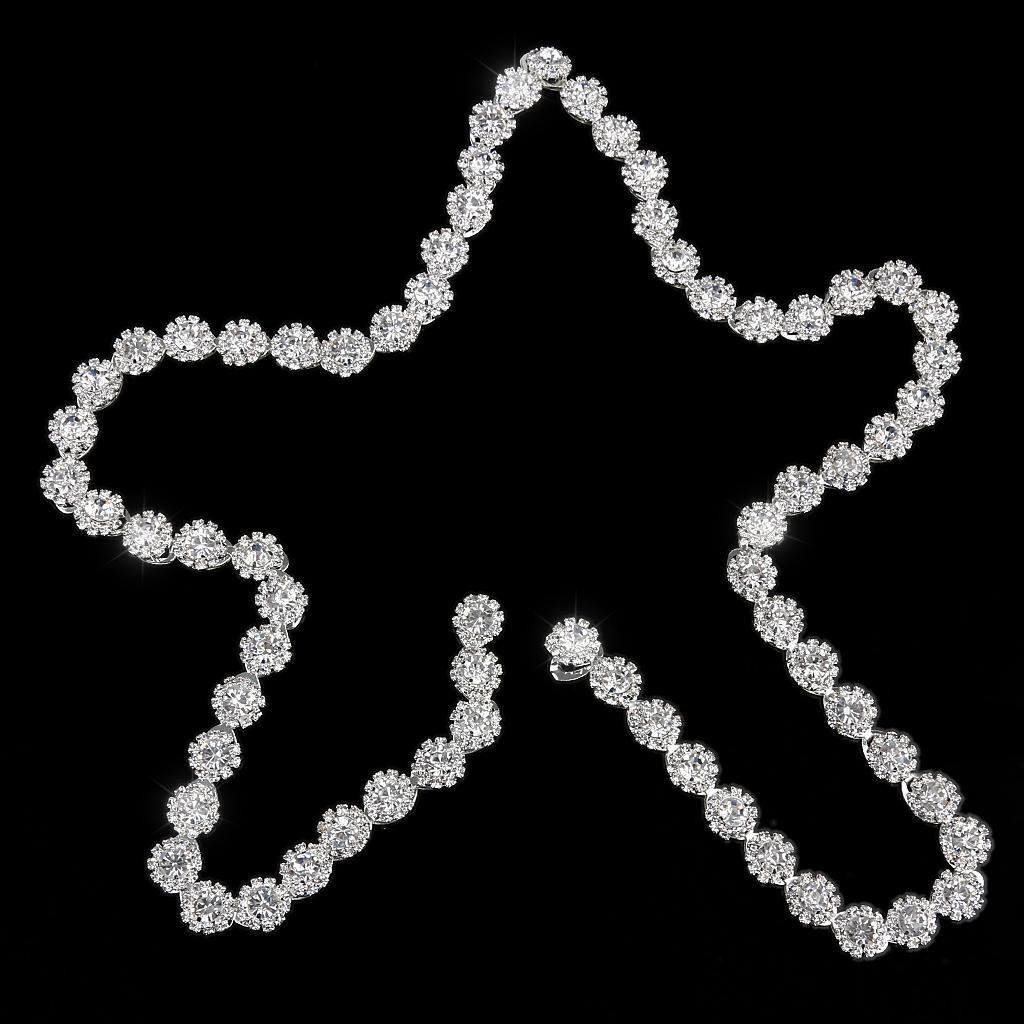 1Yard Round Flower Crystal Rhinestone Chain Sewing Trims Craft Decor Silver