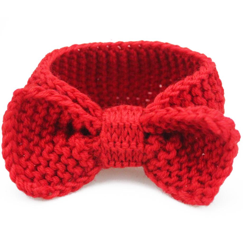 Infant Baby Girls Flower Elastic Crochet Hairbands Headband Photo Props Red