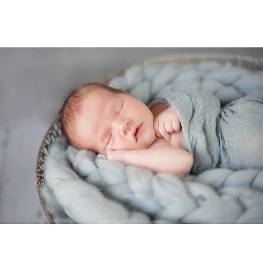 Newborn Baby Roving Braid Wool Spinning Fiber Rugs Photography Props Grey