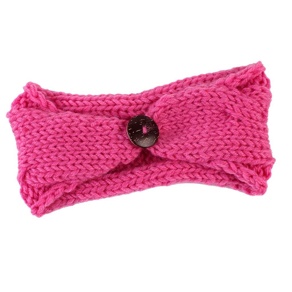 Baby Elastic Turban Head Wrap Headbands Kids Girl Knitting Button Hairbands