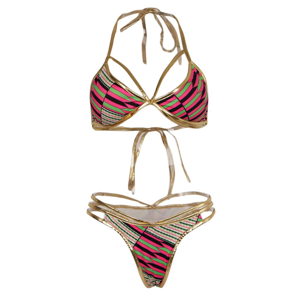 Women's Swimwear Bathing Suit Triangle Swimsuit Bandage Bikini Beachwear M