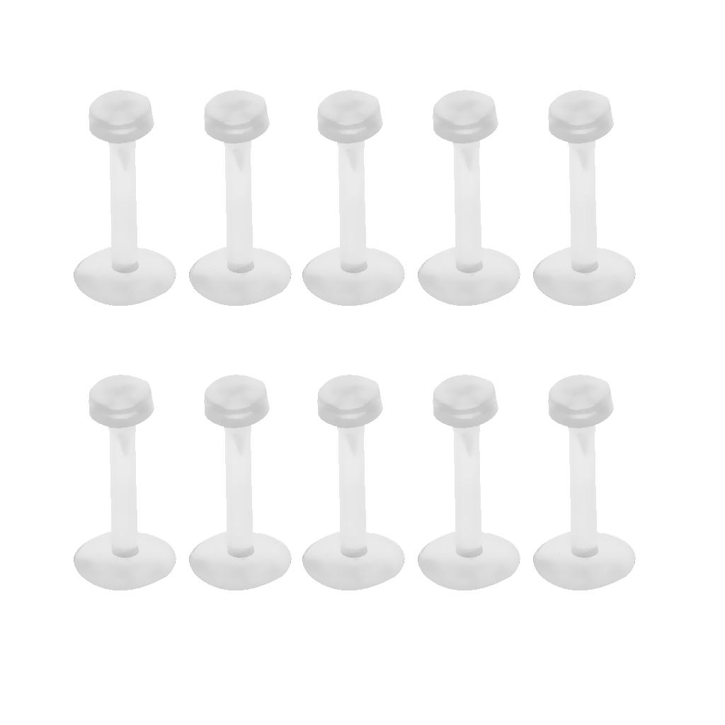 10x Acrylic Transparent White Nose Stud Pin Bar Tongue Body Piercing Jewelry