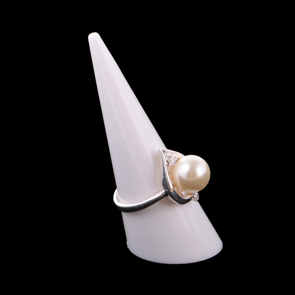 5 Piece Plastic Finger Cone Ring Stand Jewelry Display Holder Showcase White
