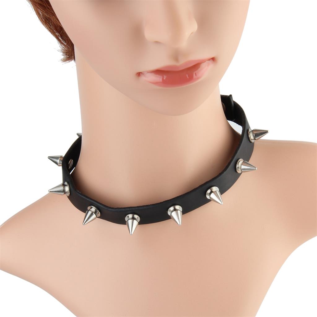 Punk Rock Lady Gothic PU Leather Choker Chain Rivet Buckle Collar Necklace