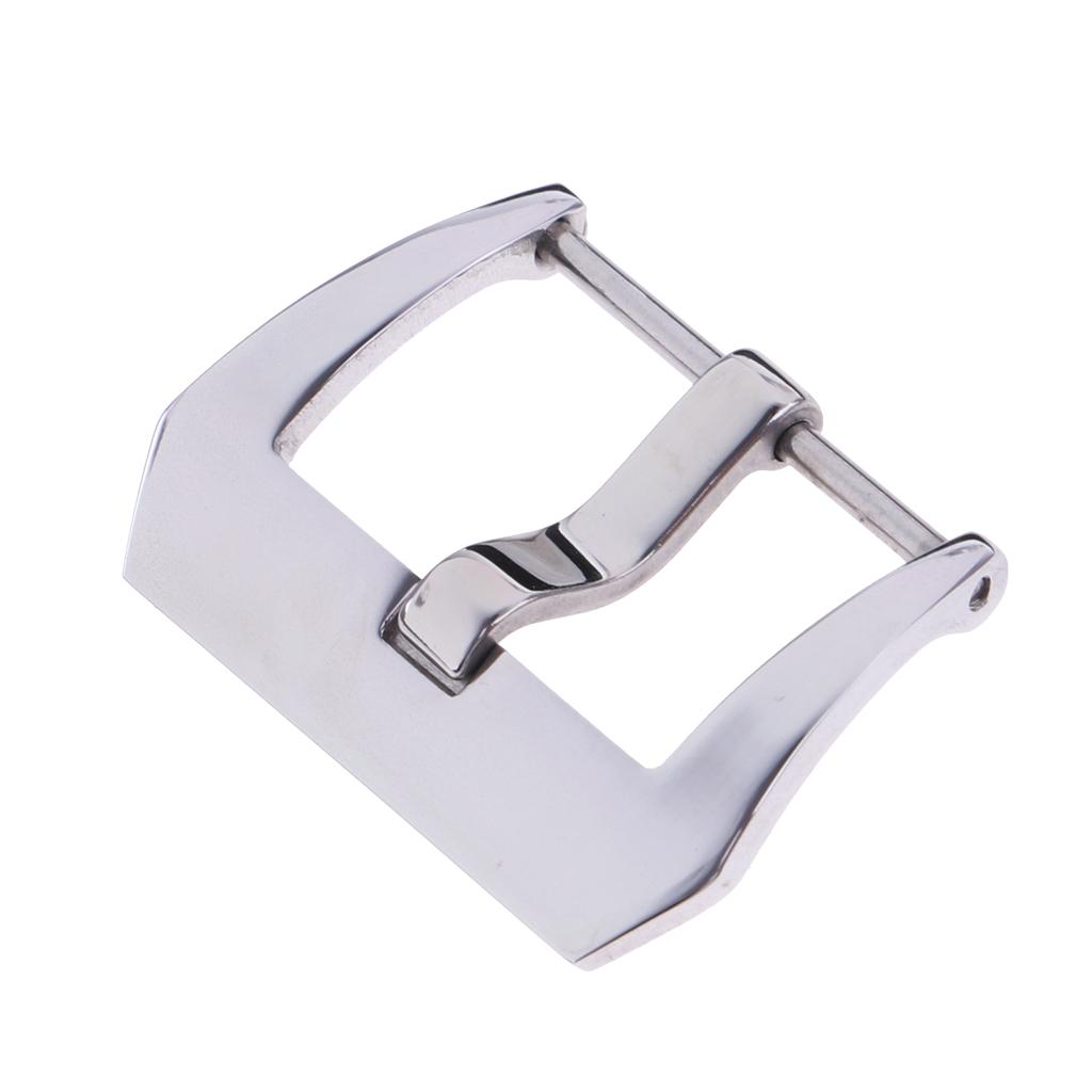 Stainless Steel Screw-in Buckle Watch Band Strap Polished Silver Clasp 26mm
