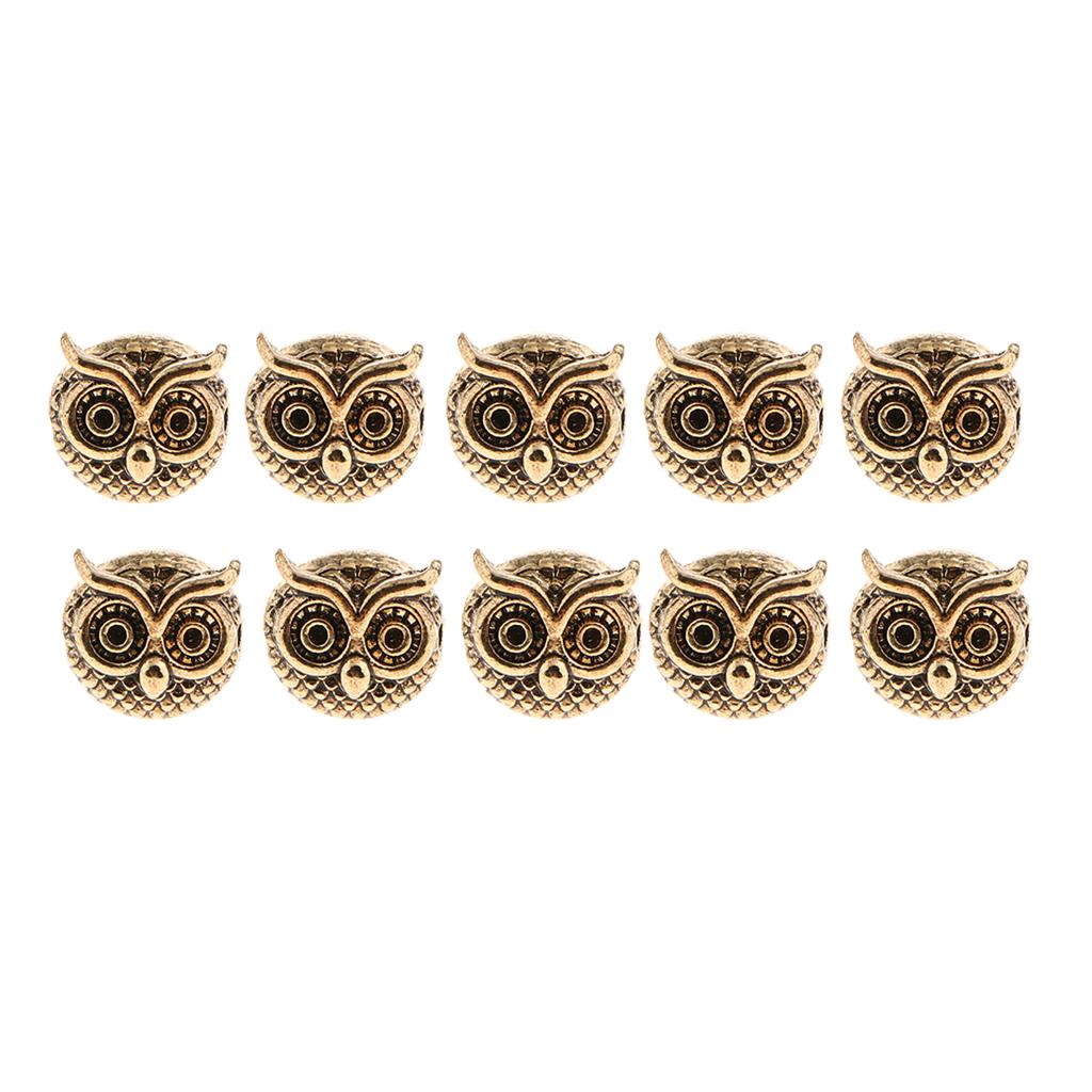 10 Pieces Metal Owl DIY Bracelet Connector Spacer Charm Beads gold