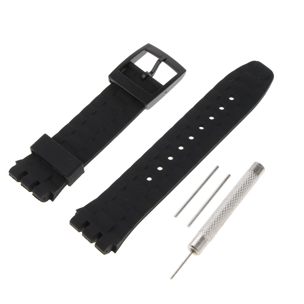 21mm Waterproof Silicone Watch Strap Replace with Tool Set Black