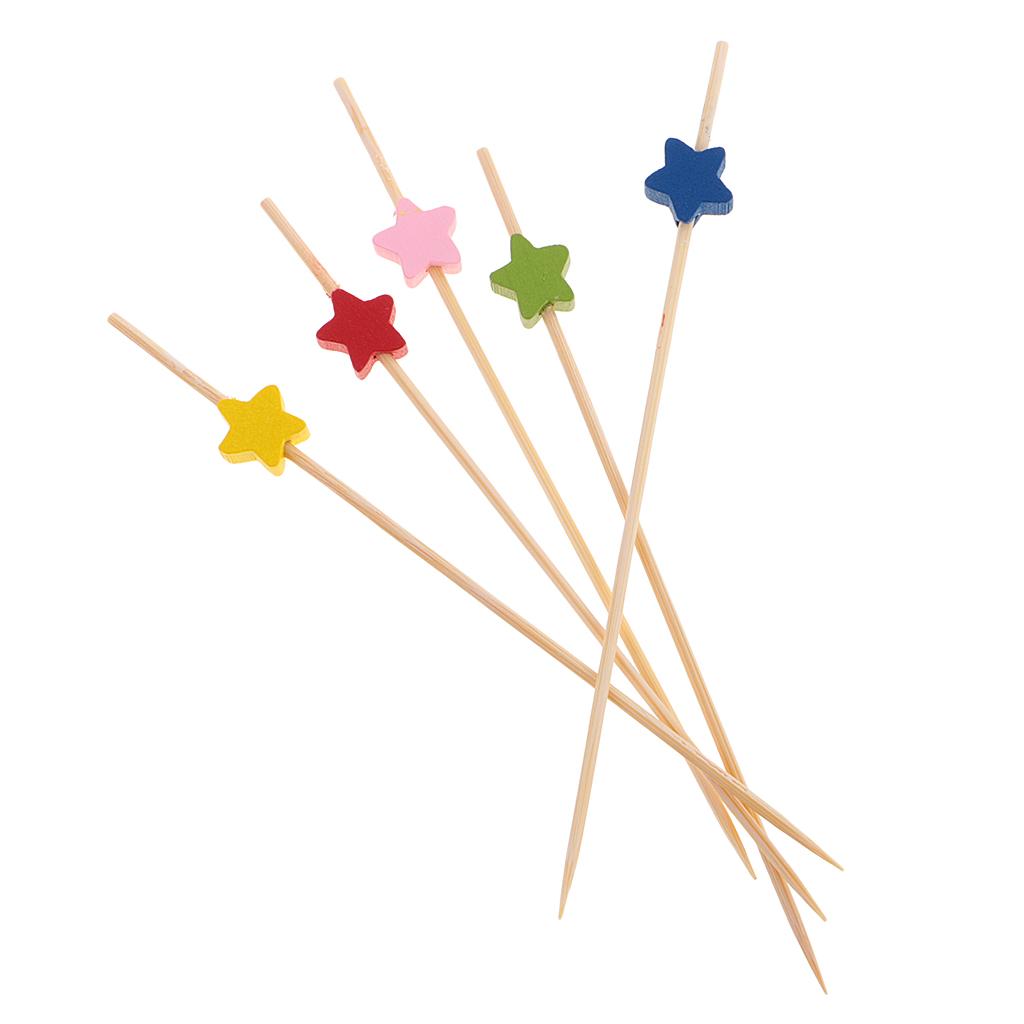 100 Pieces Star Cocktail Picks Drink Stirrer Fruit Cake Food Sticks Multi