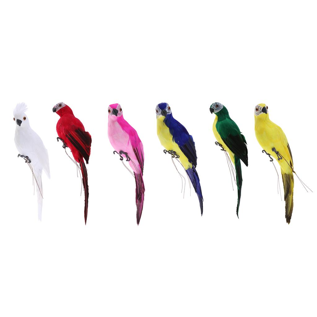 Handcraft Realistic Vivid Parrot Figurines Birds Model Garden Ornament White