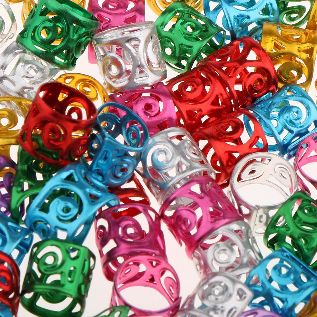 100x Metallperle bunte Haarperle Bartperle Zopfperle Dreadlock Haarschmuck