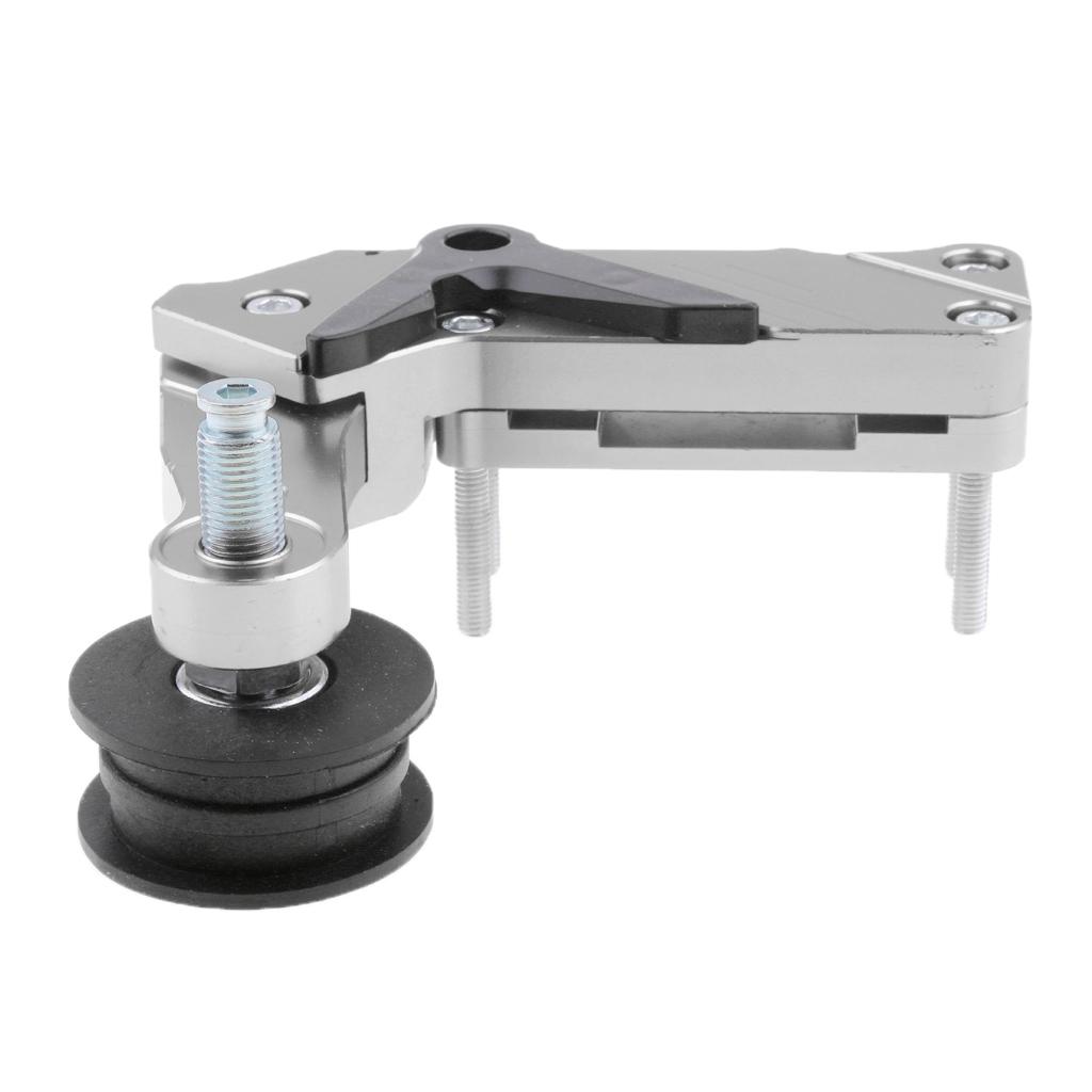 Universal Aluminum Chain Roller Tensioner Adjuster for Motorcycle Silver