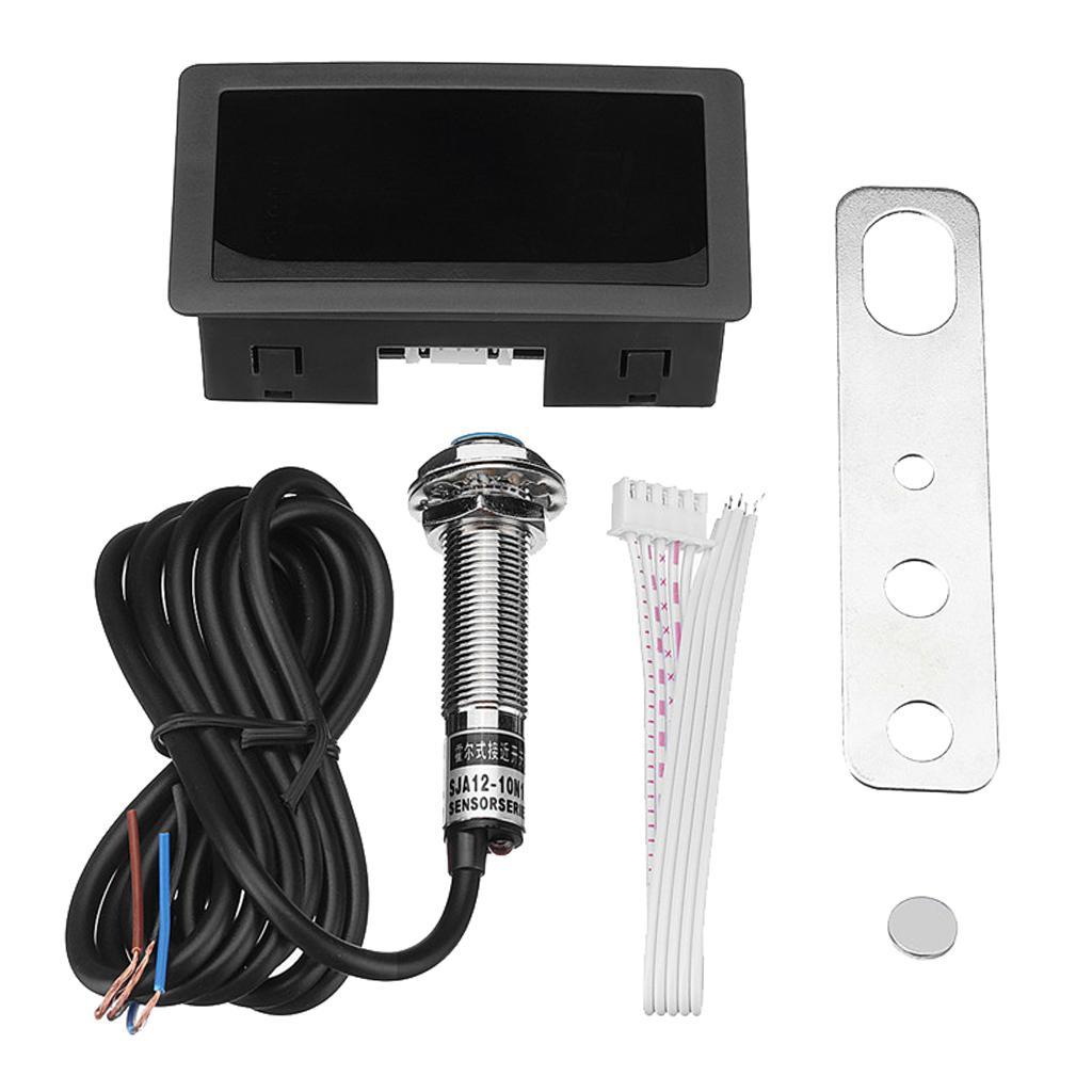 LED Digital Tachometer Motor Tach Speed Gauge Volt Amp Meter 10-9999 RPM