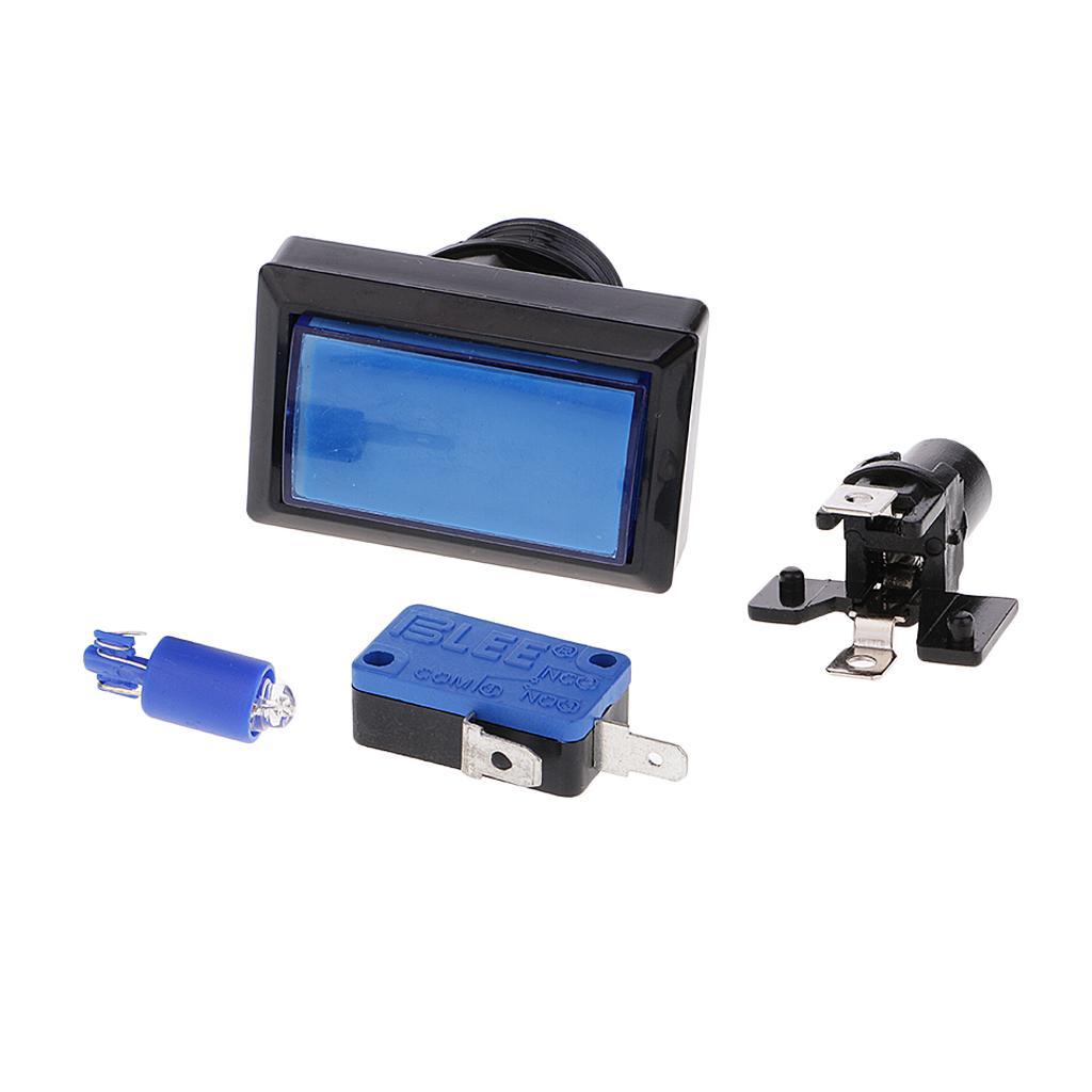 Rectangle Arcade Machine Game Button with Led Illuminated Push Button-Blue