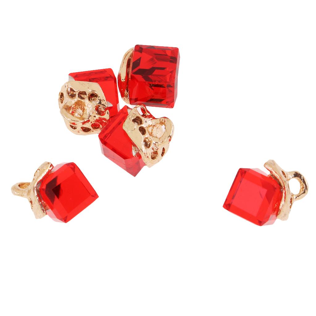 5PCS/Lot Crystal Square Bead Pendant Necklace For Women Jewelry  Red