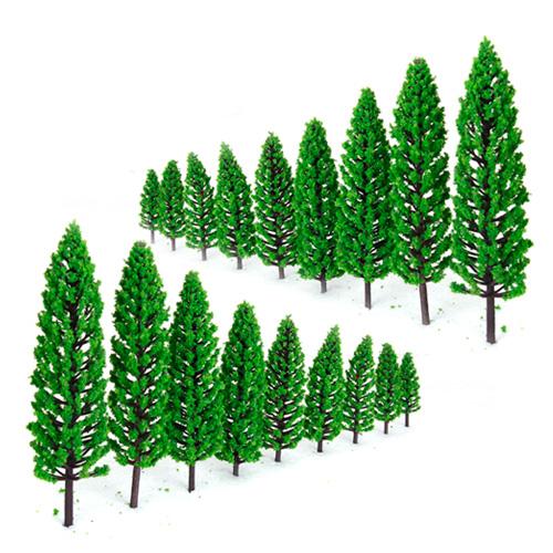 10Pcs 1.9 inch - 6.3 inch Green Train Set Scenery Landscape Model Tree Scale 1/50