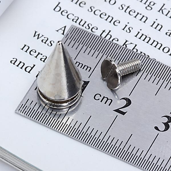 10 Sets Cone Screwback Spikes Studs 19mm Silver