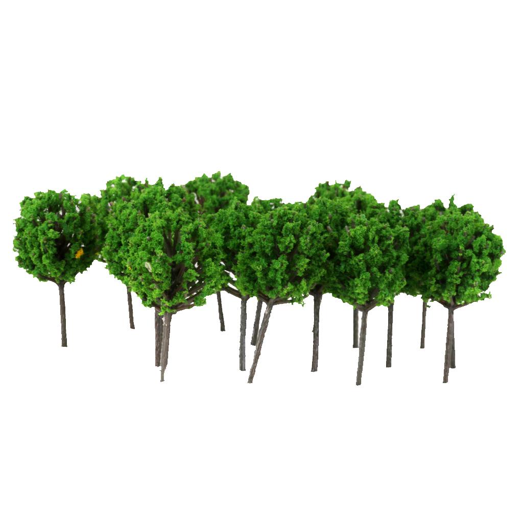 50pcs Model Train Trees Scenery Landscape Light Green 1:300