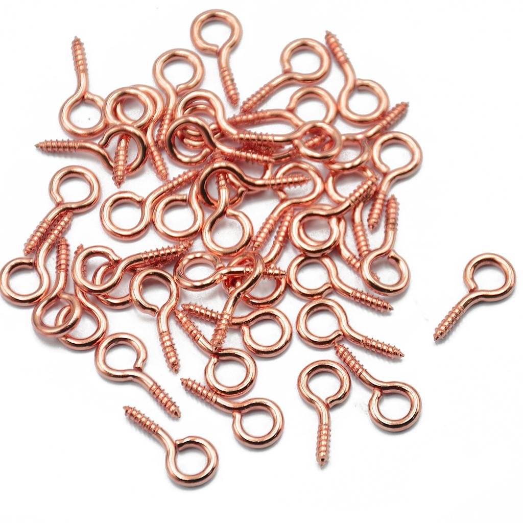 50Pcs Screw Eyes Pin Jewelry Making Findings Rose Gold 