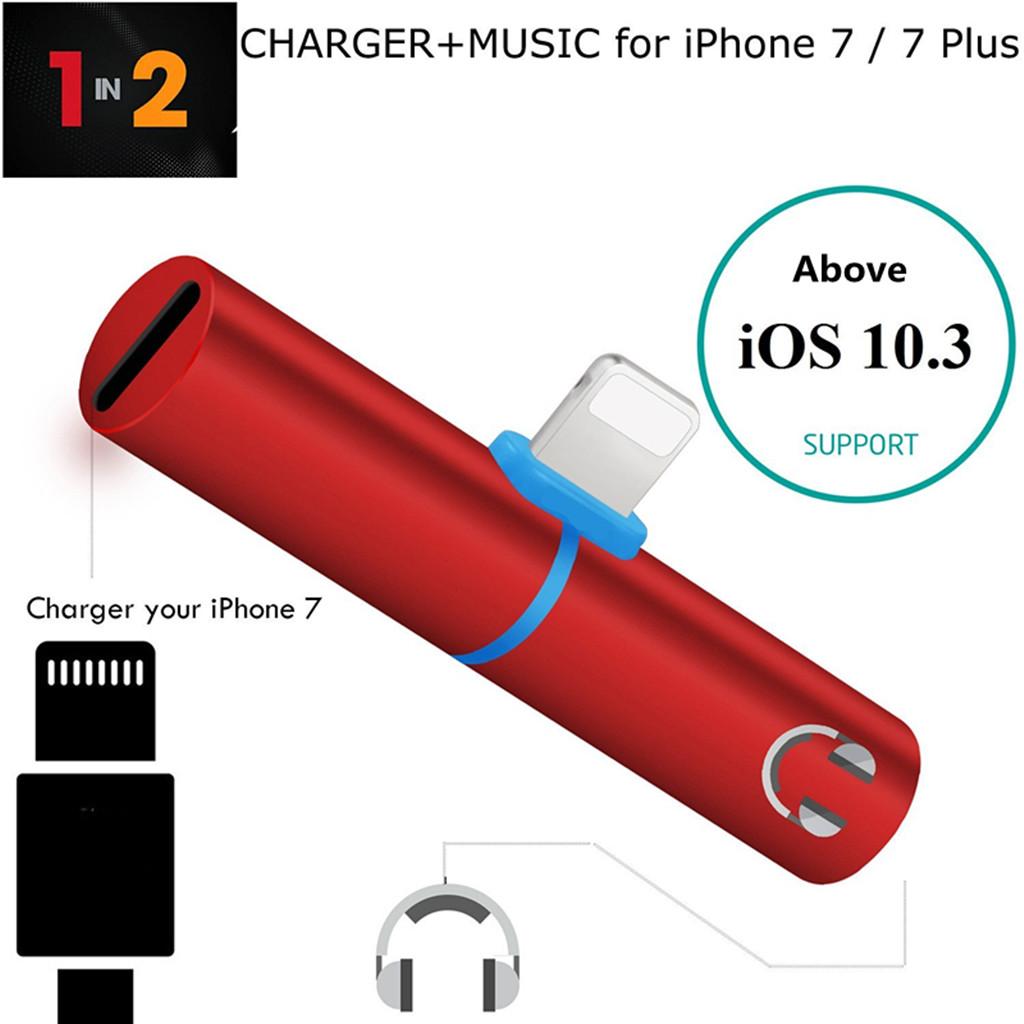 Aluminum Charger Audio Headphone Jack Adapter with Led Indicator Light Red