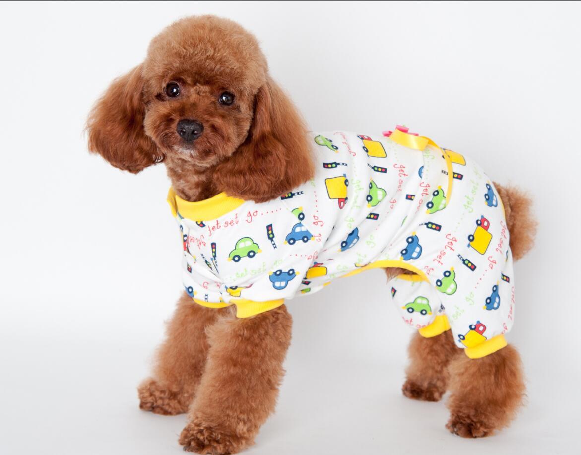 Pet Dog Puppy Cotton Clothes Soft Pajamas Cartoon Jumpsuit Apparel Yellow XL