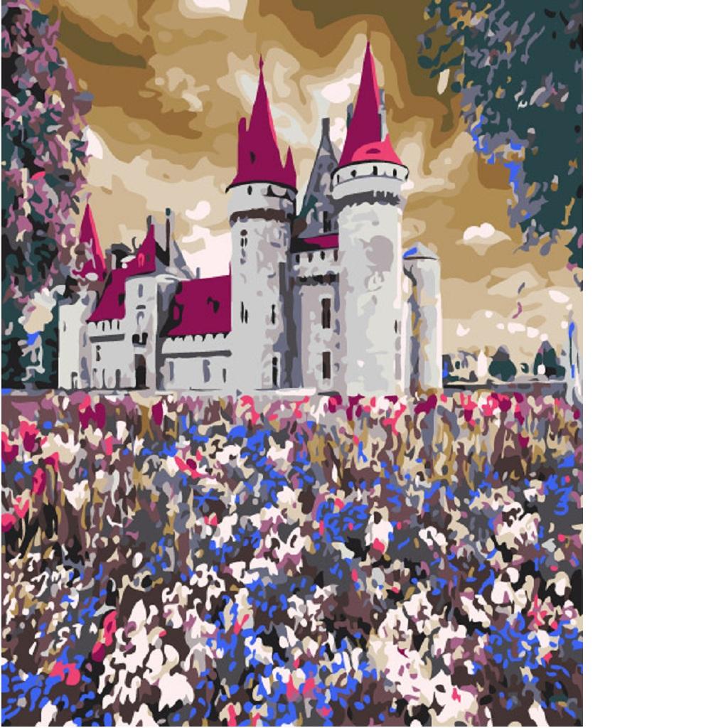 Frameless DIY Painting By Numbers Canvas Painting Art Picture Old Castle