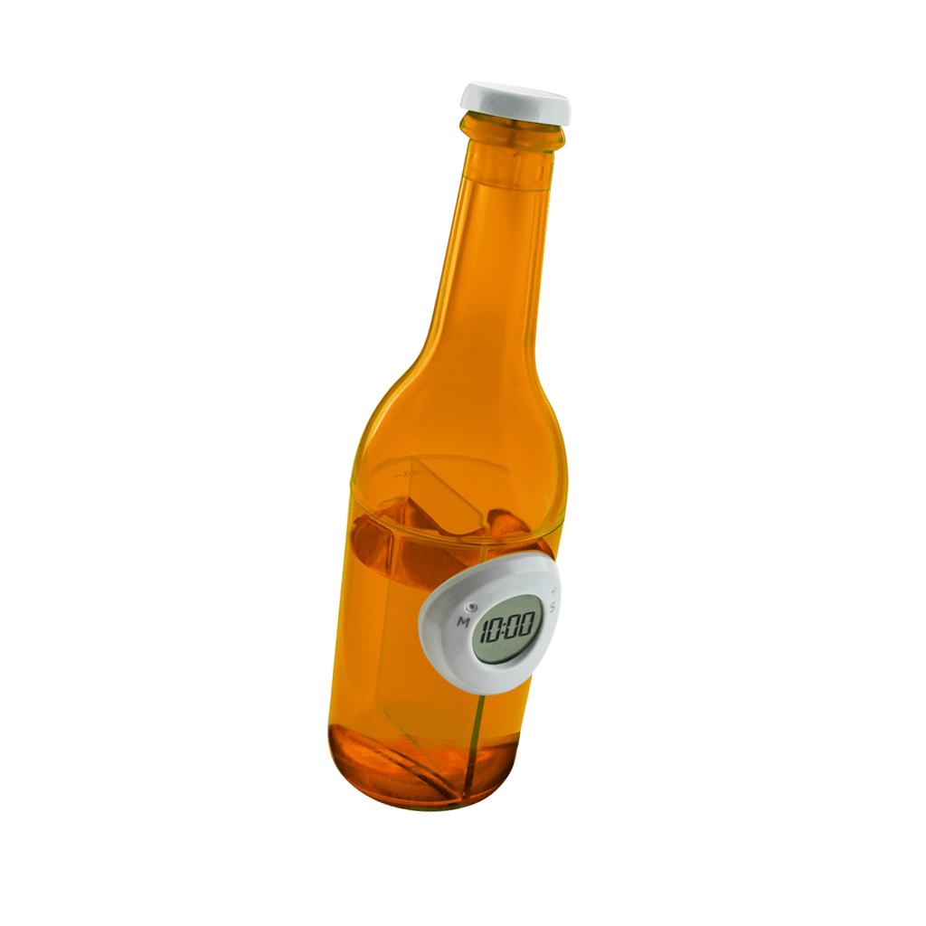 Eco-Friendly Hydrodynamic Water Powered Digital Clock Orange Beer Bottle