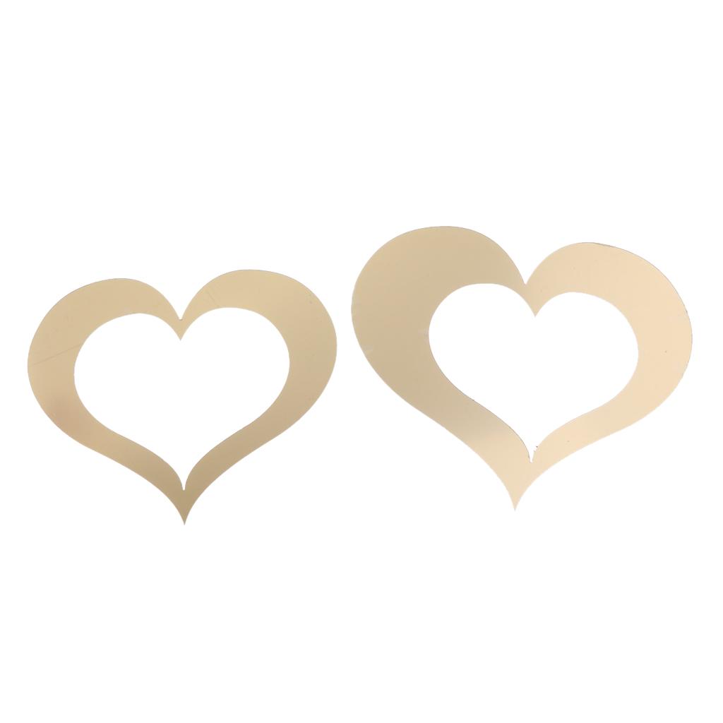 Wedding Room Classroom Baby Room Heart-Shaped Mirror Wall Stickers  Golden