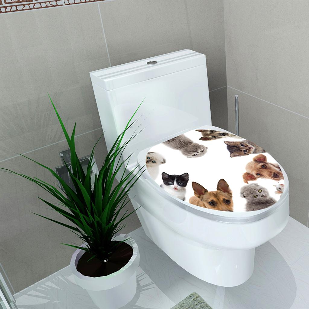 Creative 3D Toilet Stickers Bathroom Decorative Decals Cat Dog