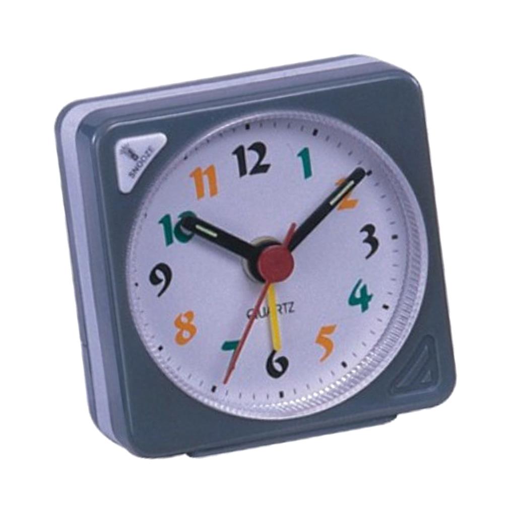 Mini Travel Clock Gradient Sound Desk Alarm Clock Snooze Nightlight Gray