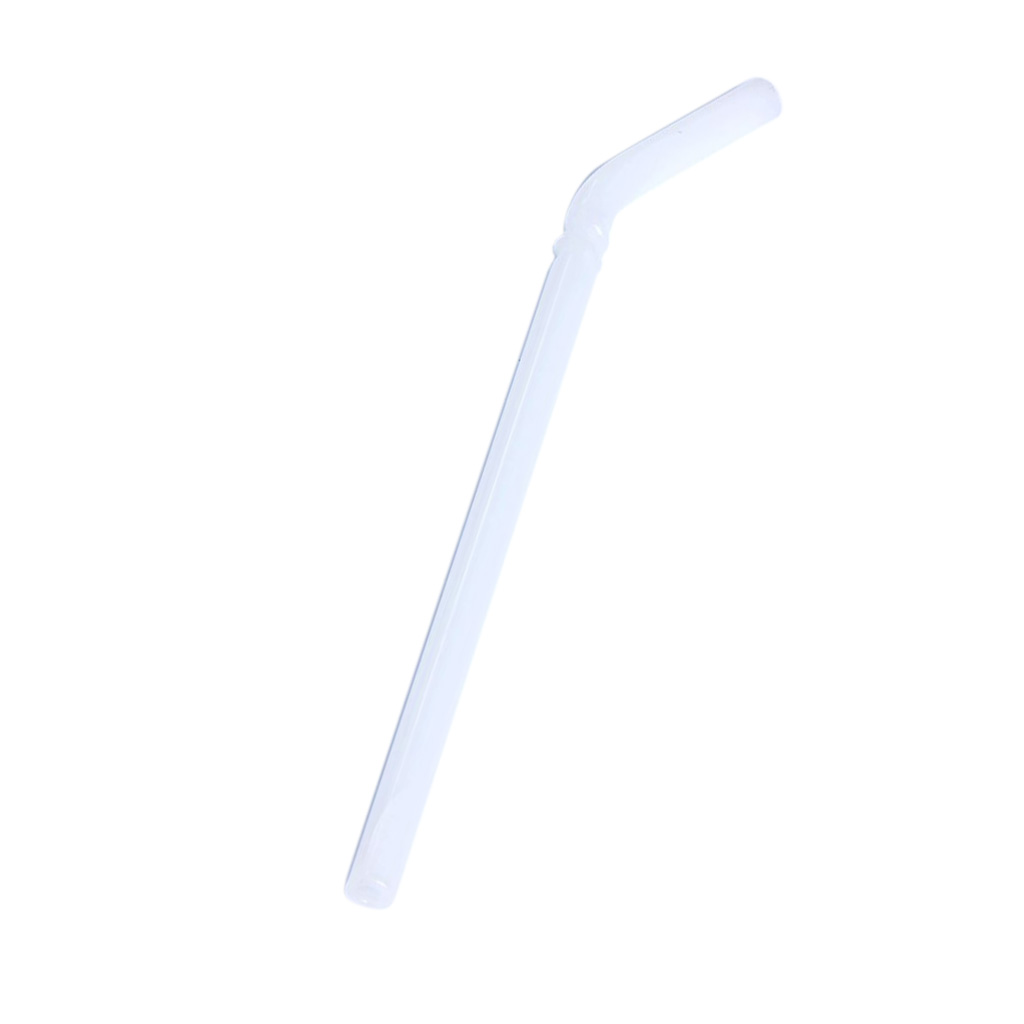 Eco friendly Curved Glass Drinking Straws with Cleaning Brush  White