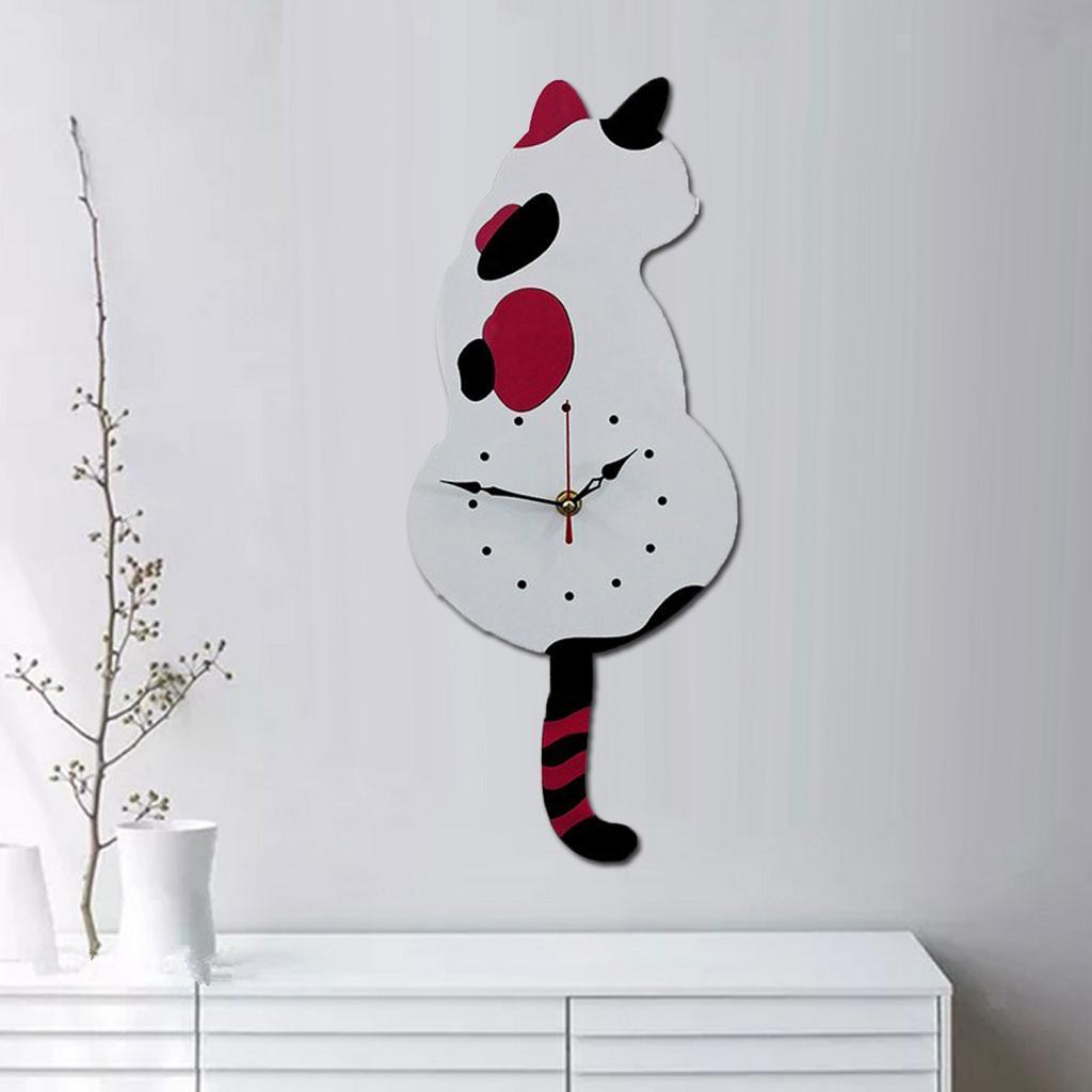 Cartoon Horloge murale chat horloge avec Waging Swing Queue Pour Chambre À Coucher Décoration Maison