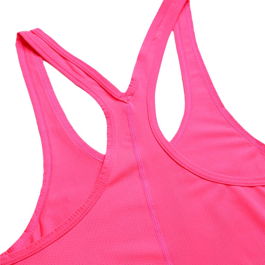 Women Sports Vest Fitness Gym Stretch Sleeveless Shirts Pink L