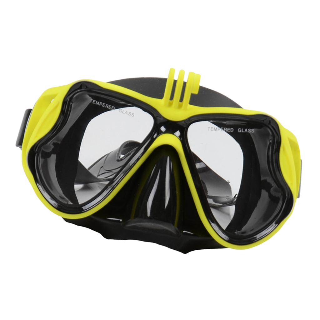 Adult Scuba Diving Mask Tempered Glasses Snorkeling Anti-Fog Goggles Yellow