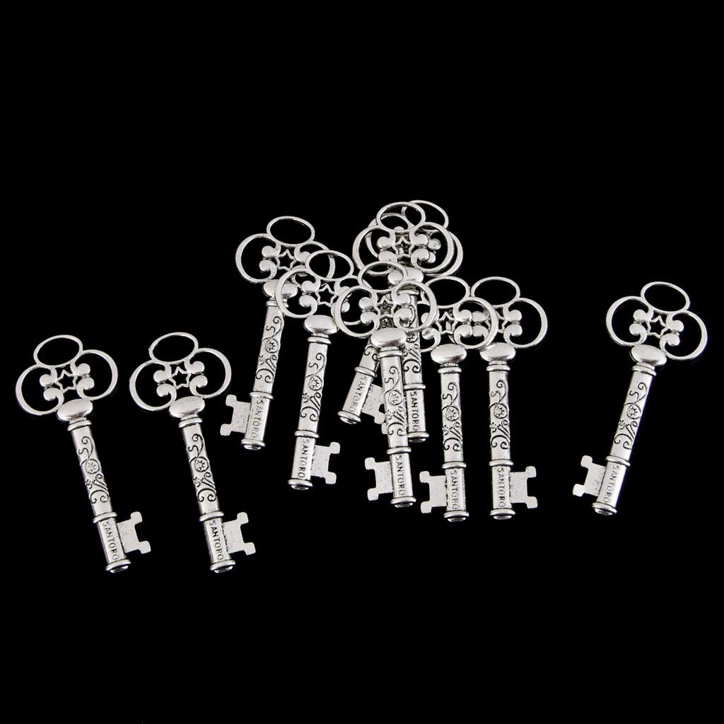 10pcs Antique Silver Key Shape Charms Pendants For DIY Jewelry