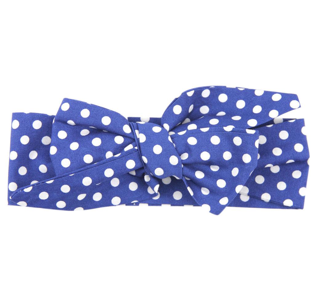 Cute Baby Girls Toddler Bowknot Hair Band Royal Blue Dot 