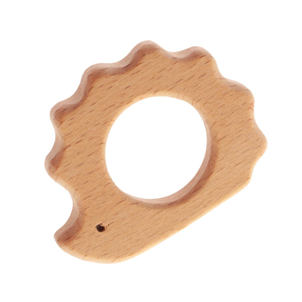 Handmade Natural Wooden Baby Teether Teething Toy Baby Shower Gift Hedgehog