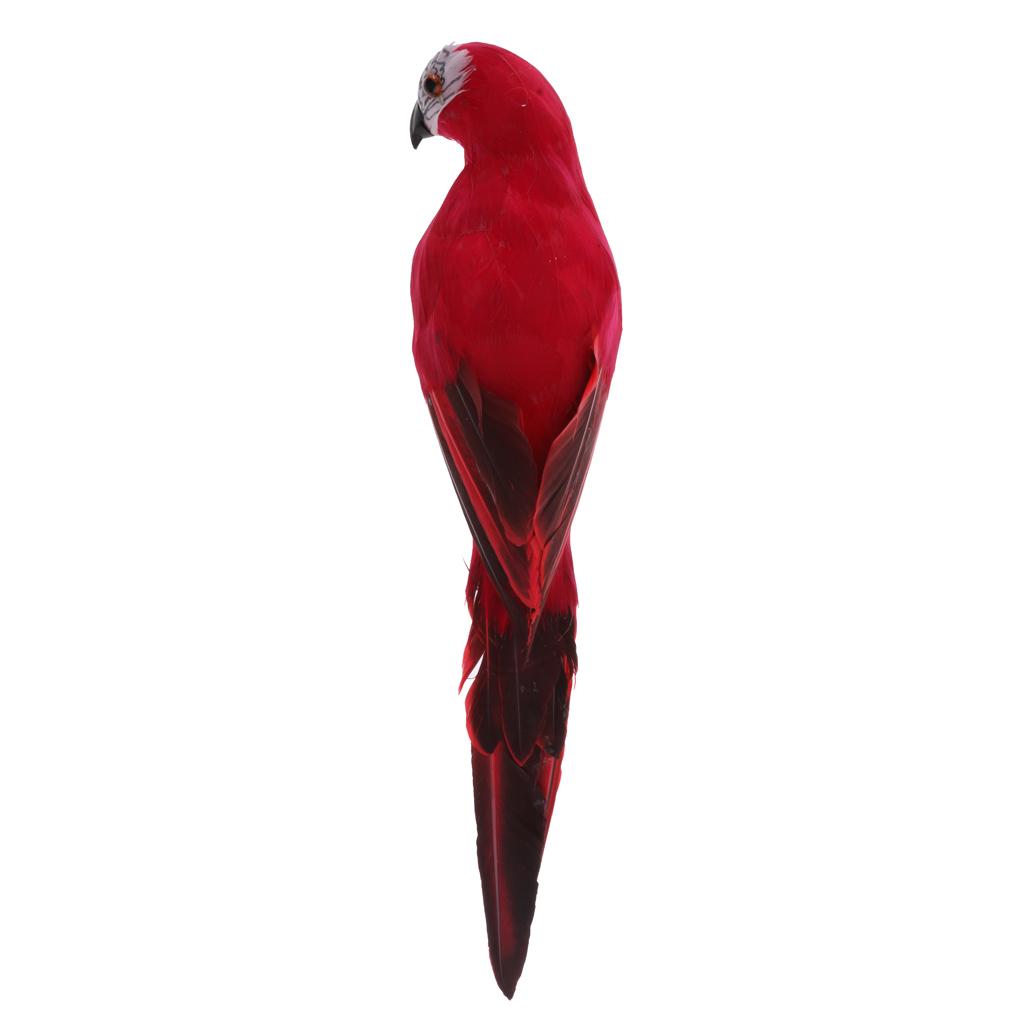 Realistic Macaw Parrot Artificial Feather Bird Animal Ornament Toy Red