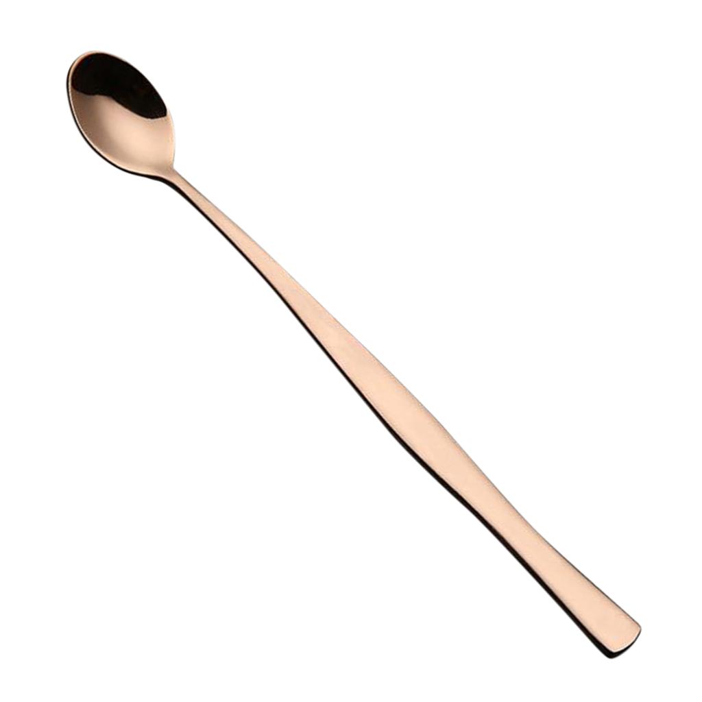 Kitchen Stainless Steel Long Latte Coffee Ice Cream Tea Spoons Rose Gold