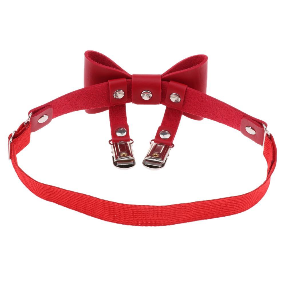 Frauen Bowknot Bein Strumpfband Kunstleder elastische Punk Oberschenkel Ring