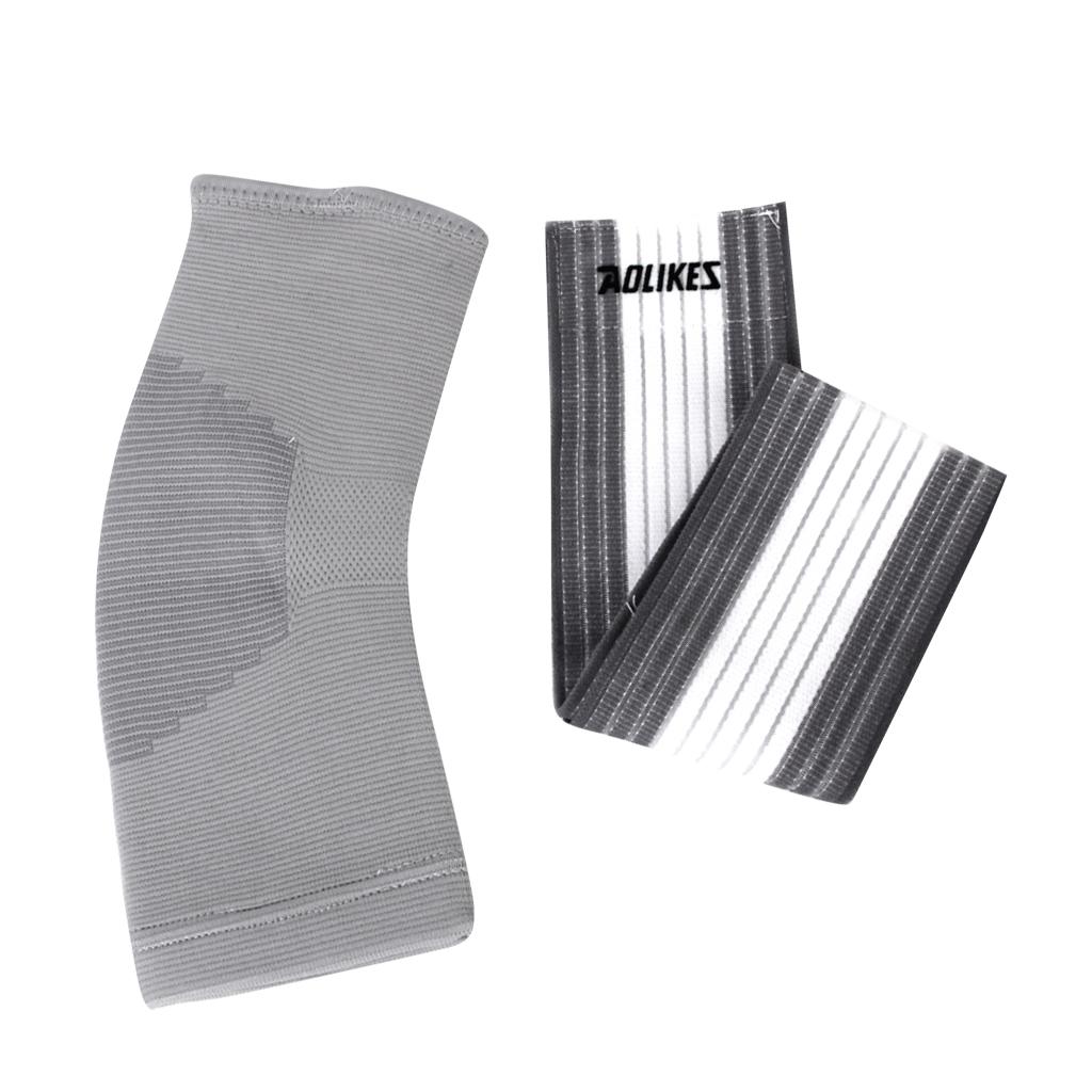 Footful Ankle Foot Elastic Compression Wrap Support Sleeve + Bandage Brace Guard Injury -Gray