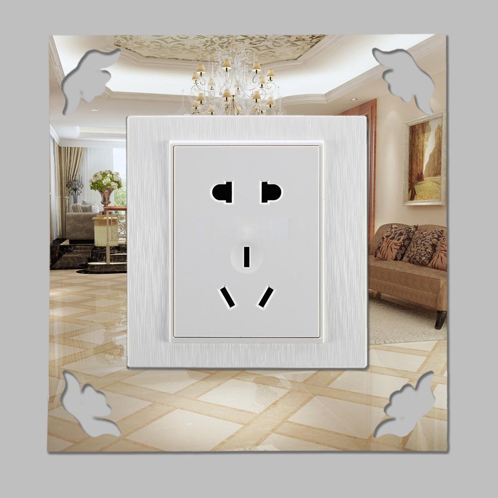 4pcs Square Mirror Style Light Switch Wall Art Decal Sticker Mural Decor