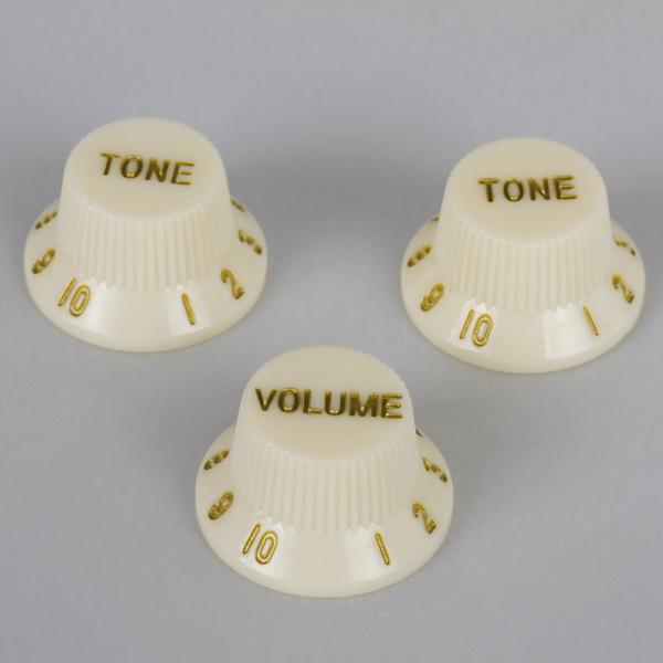 Set of 3 Cream Volume Tone knobs for Electric Guitar