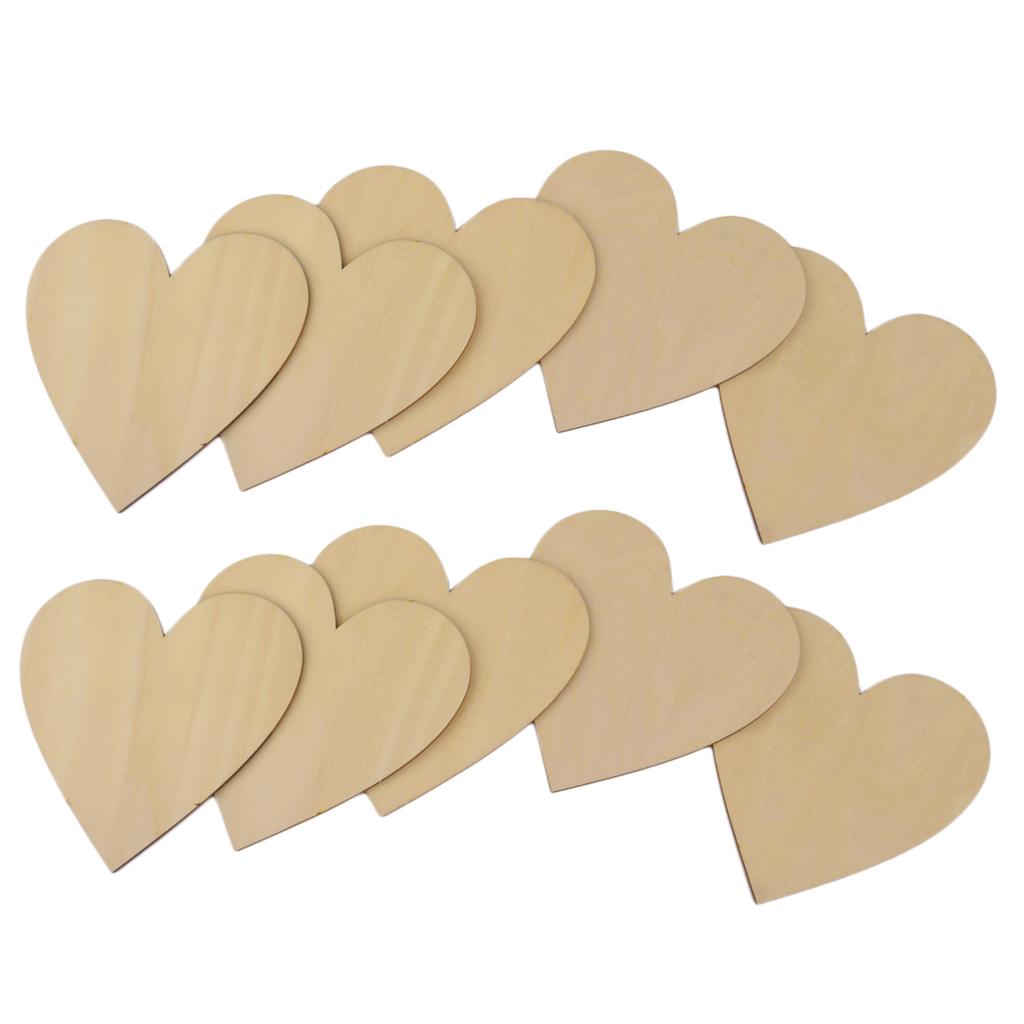 Wooden Blank Heart Embellishments for DIY Crafts 80 x 3mm 10pcs