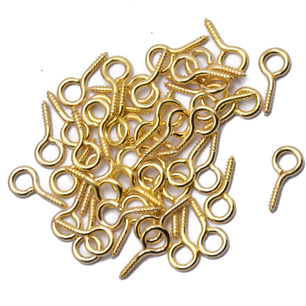 50Pcs Screw Eyes Pin Jewelry Making Findings Light Gold