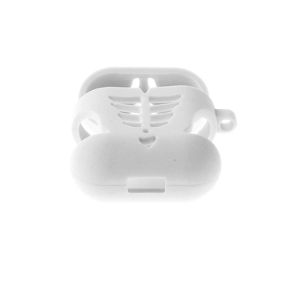 Fish Bone Shape Silicone Protective Case Keychain for Apple AirPods White