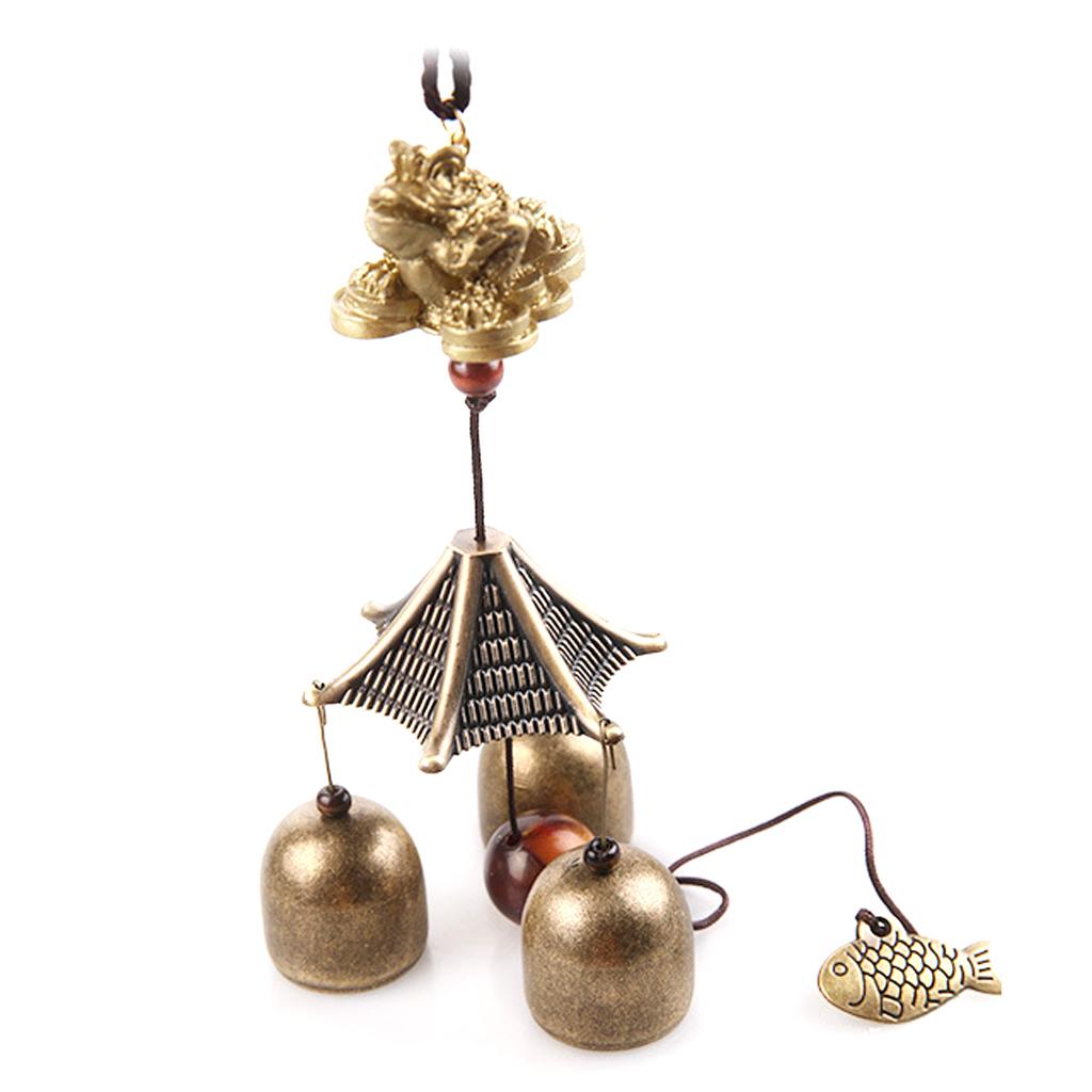 Chinese Golden Toad Fish Metal Bell Lucky Feng Shui Hanging Wind Chime