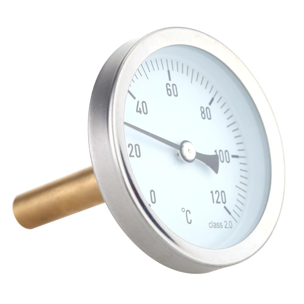 63mm Horizontal Dial Thermometer Aluminum Temperature Gauge 0-120C