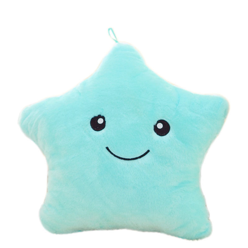 Colorful LED Luminous Star Sparkling Plush Pillow Cushion Kid Toy Gift Blue