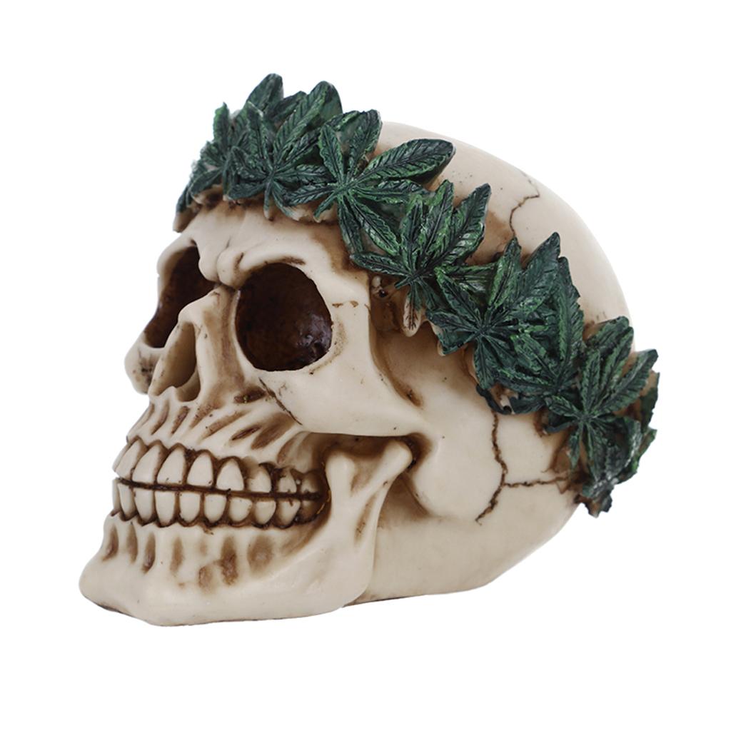 Gothic Skull&Headband Ornament Resin Collectible Model Home Decorative Craft