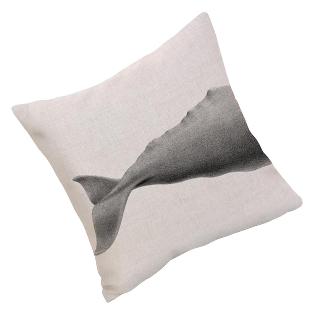 Large Animal Throw Cushion Cover Pillow Case Cotton Linen Square Whale A